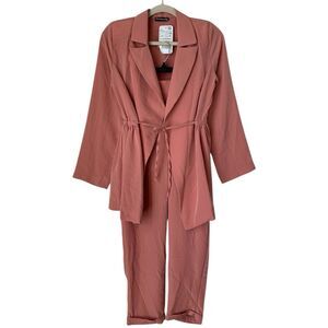 NWT PARKhande Satin Blazer/Pants Twinset Blush Pink- Size Small